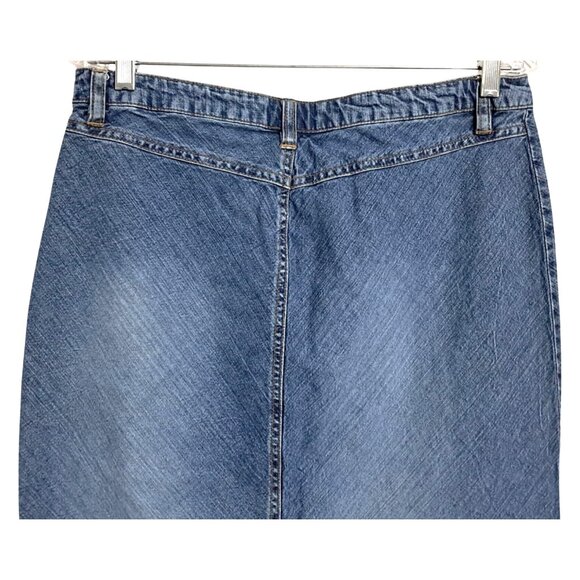 Vintage Y2K Old Navy Blue Denim Long Skirt Size 10 Y2K With Front Pockets & Side - Picture 7 of 10